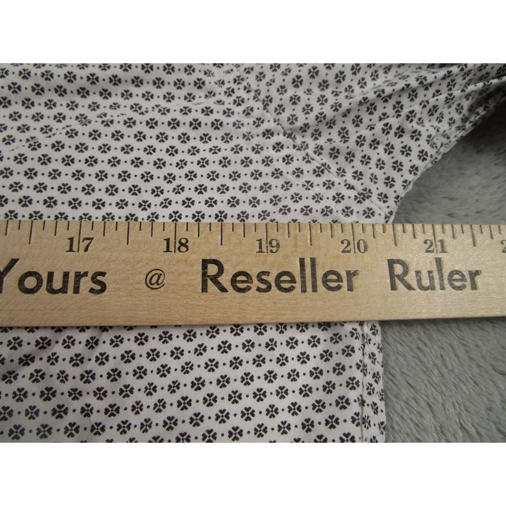 Banana Republic Shirt Mens Small White‎ Geometric Standard Fit Stretch Preppy